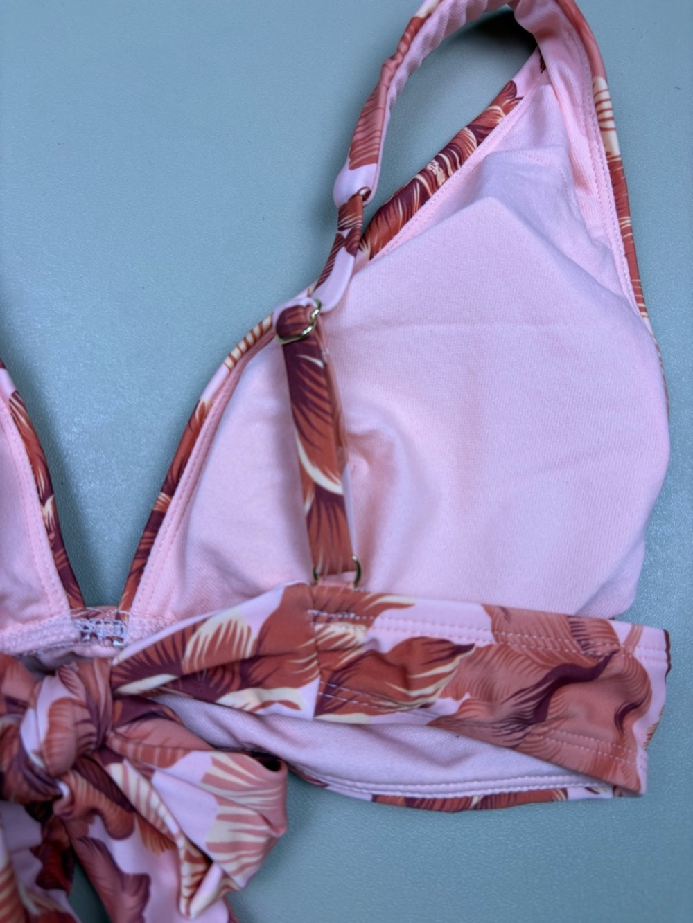 Shade Shore Pink Floral Bikini Top Small Tie Back Adjustable Swim - Picture 9 of 9